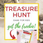 In this image, Kiddy Charts is offering a free treasure hunt game for kids to play.