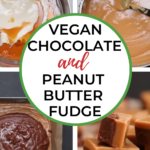 This image is promoting a vegan chocolate and peanut butter fudge recipe from Kiddy Charts.