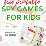 In this image, Kiddy Charts is offering a free printable game called Spy for kids to play indoors to keep them occupied.