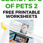 In this image, Kiddy Charts is providing a helping hand for parents to discuss the movie The Secret Life of Pets 2 with their children by providing discussion points and free printable worksheets.