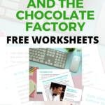 This image is showing a discussion about the movie "Willy Wonka and the Chocolate Factory" and how it portrays poverty, as well as offering free printable worksheets related to the movie.