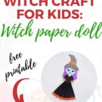 In this image, a free printable paper doll of a witch is being offered from Kiddy Charts website.