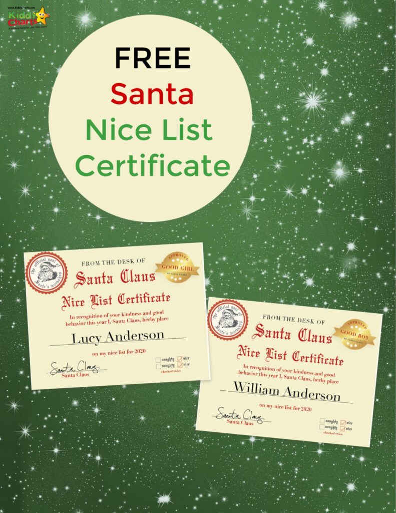 Santa Nice List Certificate