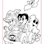 A cartoon illustration is being colored in a coloring book.
