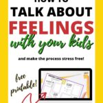 In this image, parents are being provided with tips and resources to help them have conversations with their children about their feelings in a stress-free way.