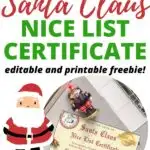 This image is a certificate of recognition for a child's good behavior, given by Santa Claus.