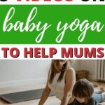 This image is promoting five videos on baby yoga available on the website Kiddy Charts to help mothers.