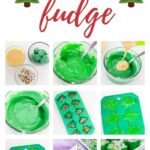 This image is promoting a recipe for Christmas Tree Fudge available on the website kiddycharts.com.