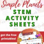 The image is promoting the website Kiddy Charts, which offers free printable STEM activity sheets related to the planet Saturn.