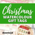 In this image, Kiddy Charts is offering a free download of watercolor Christmas gift tags to help people with their holiday gift-giving.