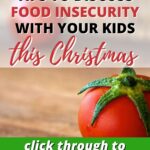 This image provides five tips to help parents discuss food insecurity with their children during the Christmas season.