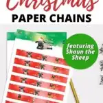 In this image, a paper chain featuring Shaun the Sheep is being promoted as a Christmas decoration to help children get into the festive spirit.