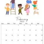 This image shows a calendar for the month of February 2022.