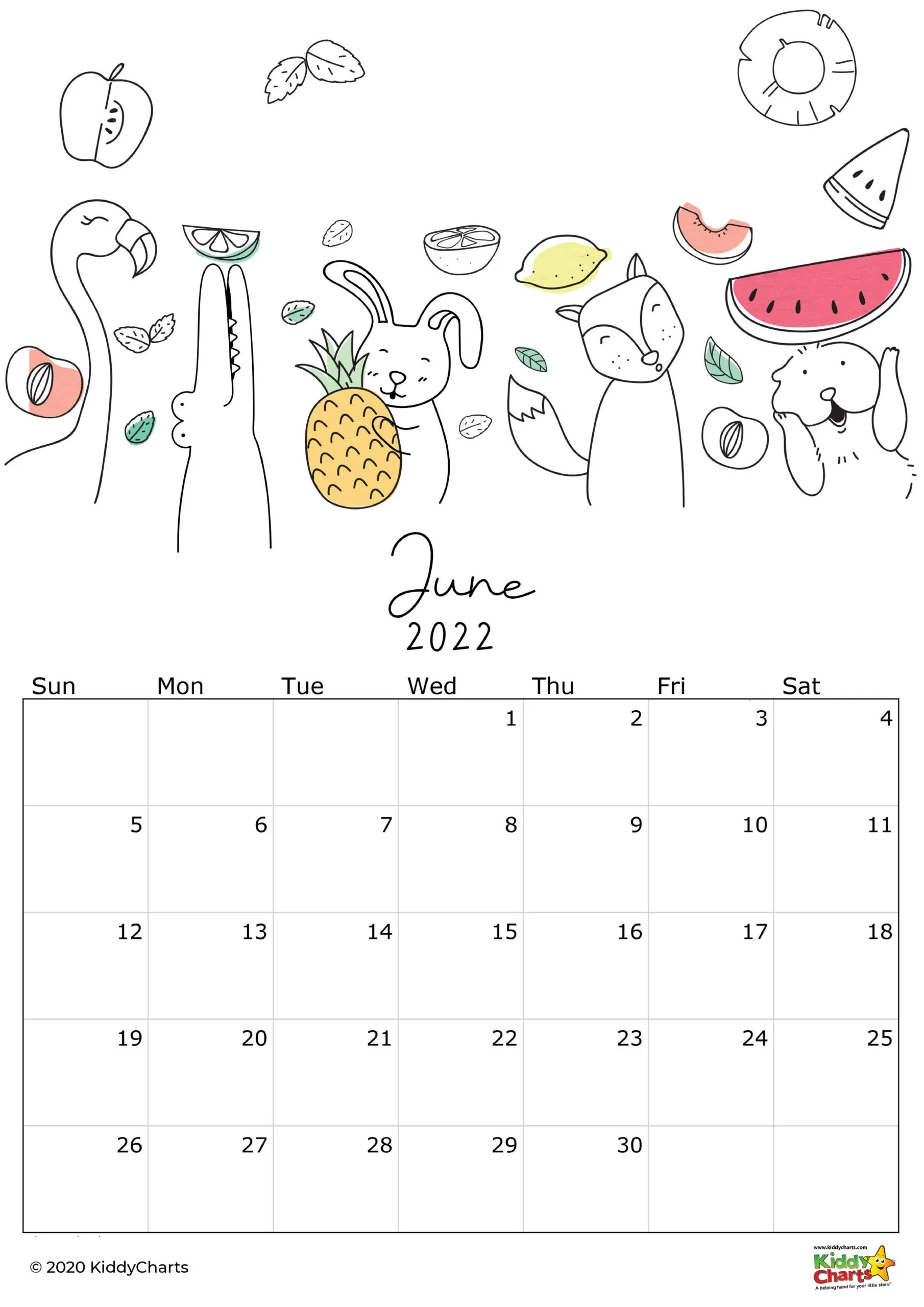 2022 calendar thats printable kids monthly snapshots kiddycharts com