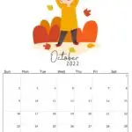This image is a calendar for October 2022, created by the website KiddyCharts.