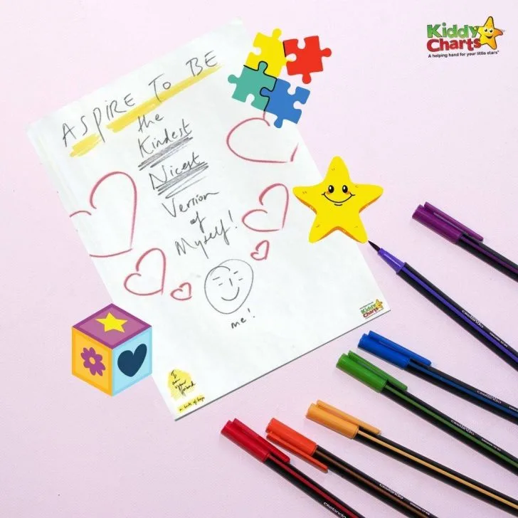 This image is encouraging children to strive to be the best version of themselves by being kind and nice.