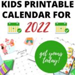 This image is a printable calendar for the year 2022, which is available to download from KiddyCharts.com.