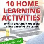 The image is promoting 10 home learning activities to help children get ahead of the curve with the help of Kiddy Charts.