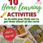 This image is promoting 10 home learning activities to help children get ahead of their peers.