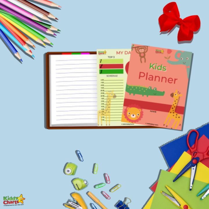 The image is showing a planner designed to help children organize their daily activities.