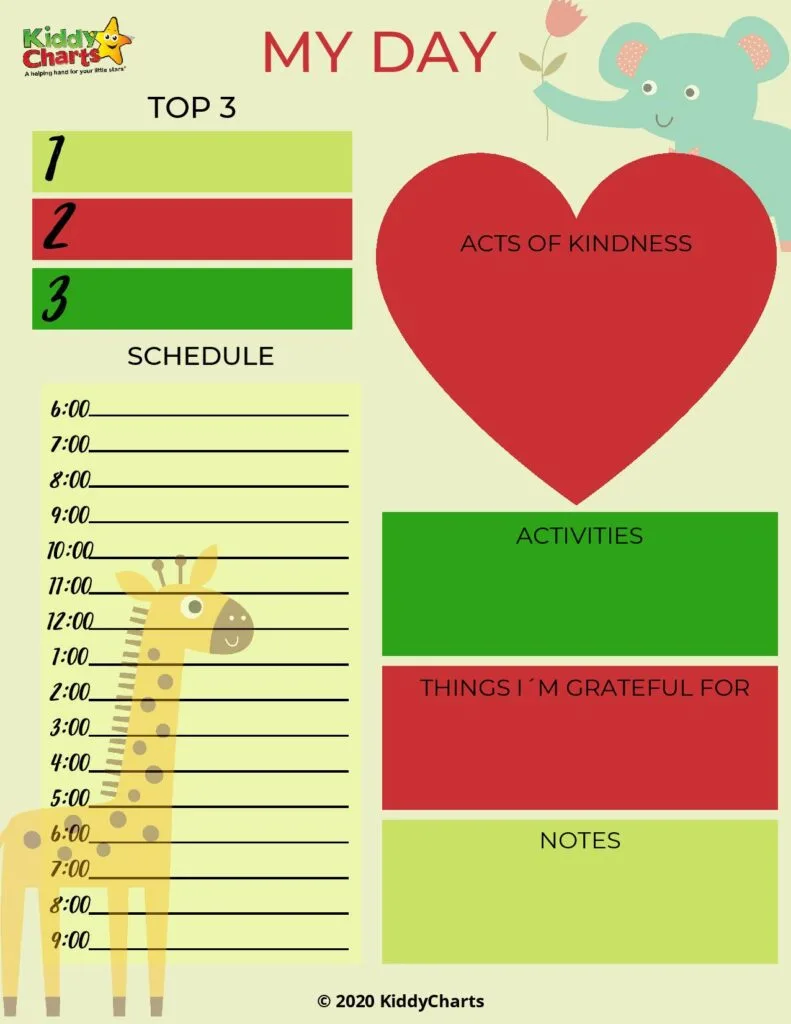 Free Kids Planner by Day