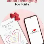 In this image, a child is expressing their love for their mother by downloading a free printable activity about belonging from kiddycharts.com.