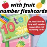 In this image, children are learning numbers and numeracy skills using fruit number flashcards.