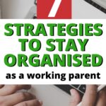 The image is promoting Kiddy Charts, a website which provides strategies to help working parents stay organized.
