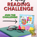 In this image, a 7-day reading challenge is being promoted, with a free printable available on the website kiddycharts.com.