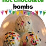 Kids enjoy the sweetness of a birthday treat as they bite into colorful hot chocolate bombs covered in sprinkles and other confectionery.
