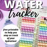 This image is a printable tracker to help people stay on track with their daily hydration goals.