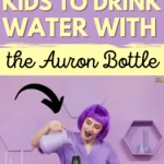 The image shows a chart that is being used to encourage kids to drink water by using the Auron Bottle Charts from kiddycharts.com.