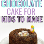 Kids are baking a delicious Easter chocolate cake filled with sweetness and pudding, creating a perfect snack or dessert.