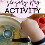 Children are engaging in a flower-sorting activity as part of a sensory play activity from KiddyCharts.com.