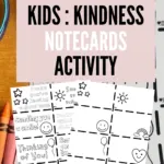 In this image, a person is sending kindness notecards and paper hugs to someone to make them smile and show them they are thinking of them.
