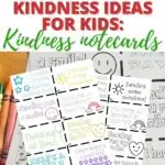 This image is showing ideas for kids to do random acts of kindness, such as sending smiles, sunshine, hugs, and coffee.