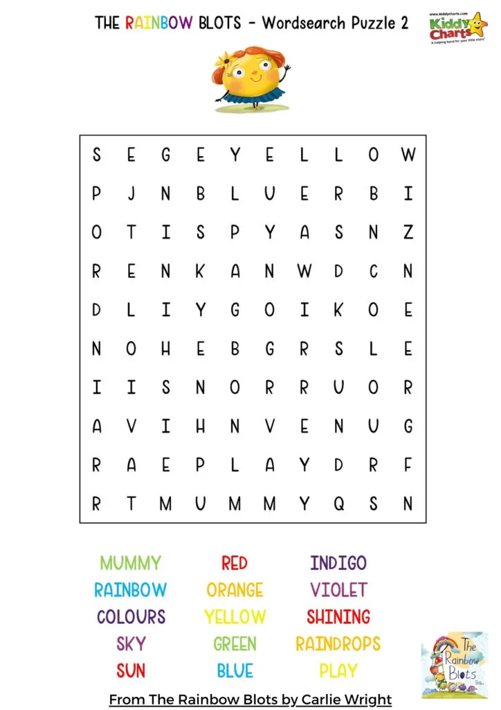 Rainbow color word search