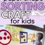 This image shows a craft activity for kids in which they are sorting shapes made of contact paper.