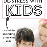 This image is showing parents how to de-stress by spending quality time with their kids.