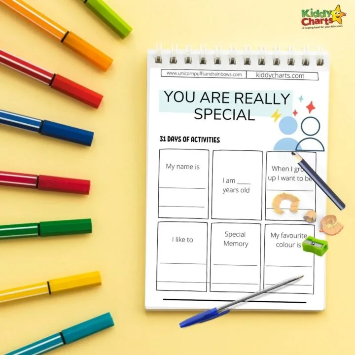 A child is filling out a form to express their aspirations and interests, with the help of Kiddy Charts' 