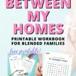 This image is a printable workbook for blended families, featuring words related to family and providing a free printable lock.