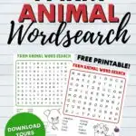 This image is a printable word search game featuring farm animals for children to enjoy.
