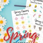 In this image, two matching games featuring spring-related items such as animals and flowers are being advertised for sale on the website KiddyCharts.com.