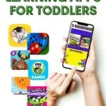 This image is promoting 10 best learning apps for toddlers, including GoNoodle, Quiet Kids Games, and Little @ Robot, among others.