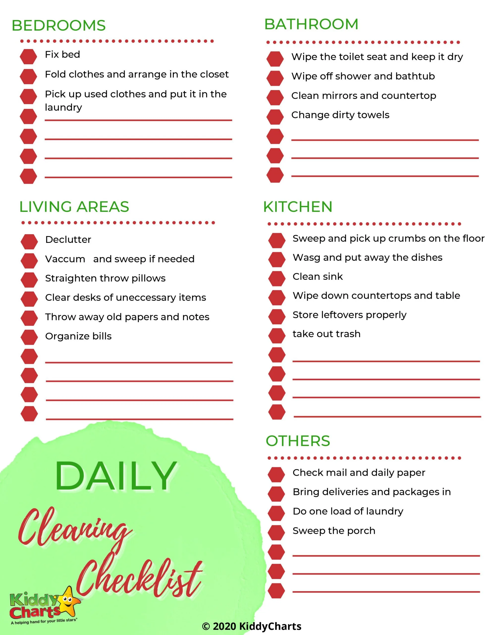 Deep cleaning checklist for each room of the house