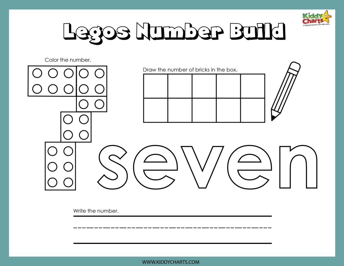 Lego Numbers Building Activity - Printable Maths - kiddycharts.com