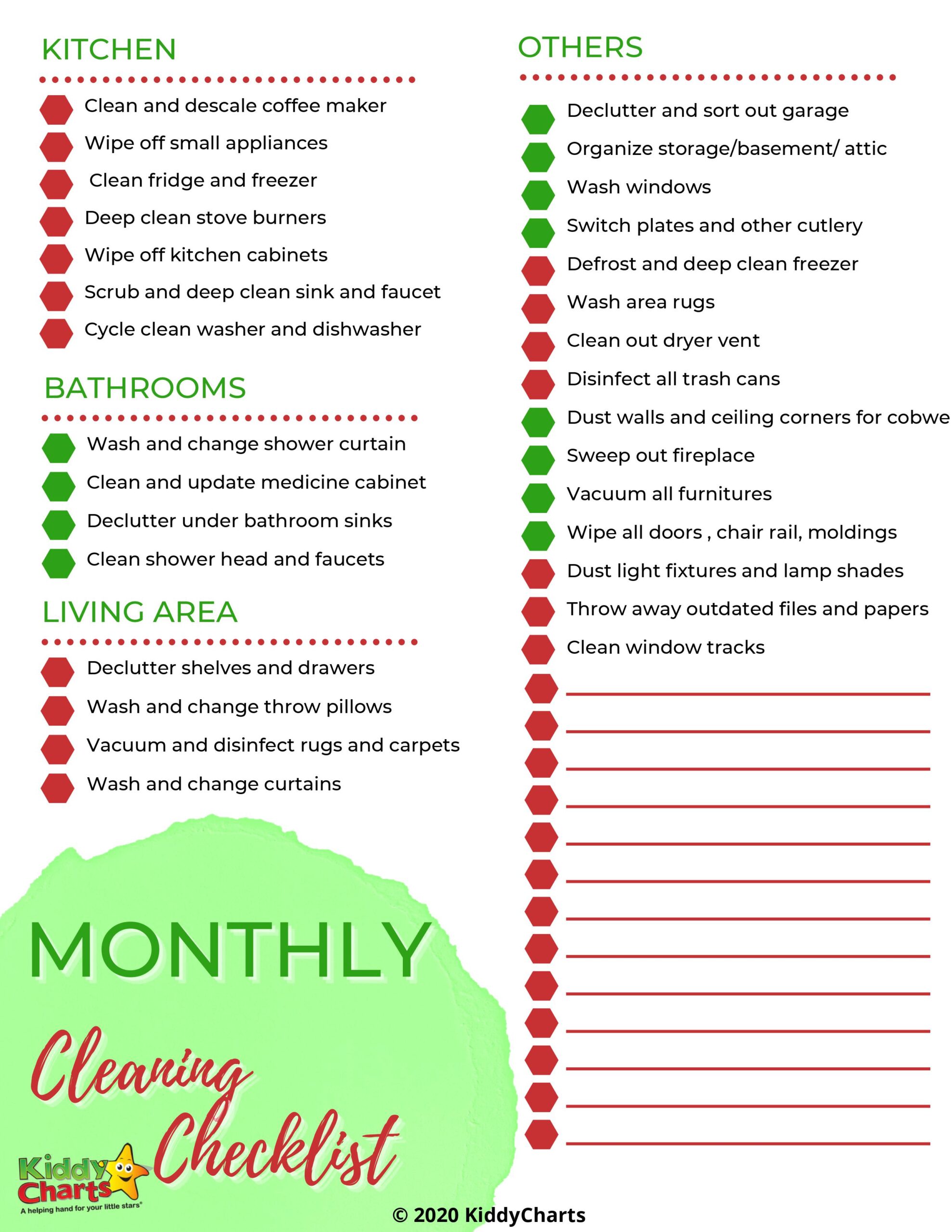 Deep cleaning checklist by task