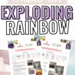 In this image, Mrs. Briggs is demonstrating how to make an exploding rainbow using food coloring, a spoon, and a container.