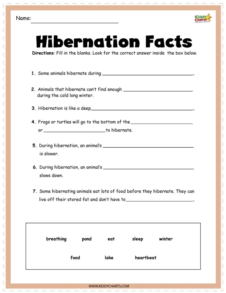 Hibernating animals fact sheet