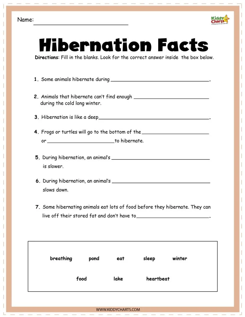 Hibernating animals fact sheet